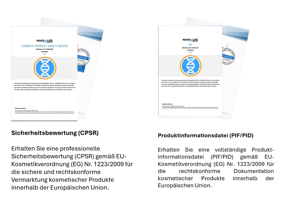 CPSR-Bericht und Produktinformationsdatei (PIF/PID) für Kosmetika